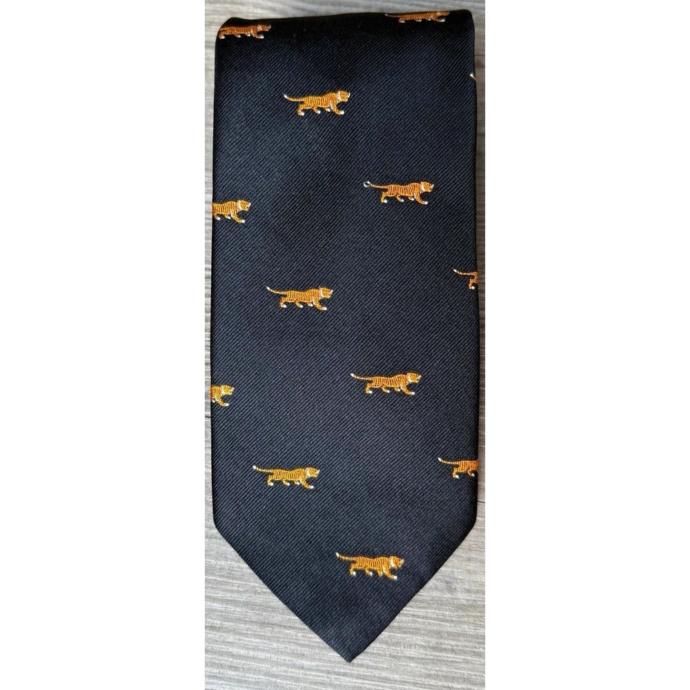 Vintage Chipp Black Orange Tiger Animal Print Novelty Necktie Tie